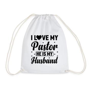 Ich Liebe Meinen Pastor Er Ist Mein Ehemann Pastor - Turnbeutel - Weiß - Vorne