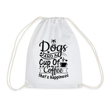 Dogs And A Cup Of Tea That's Happiness - Dog Owner - Drawstring Bag - white - Front