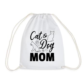 Dog Cat Mama Dog Mama Dog Lover - Cat & Dog Mom - Drawstring Bag - white - Front