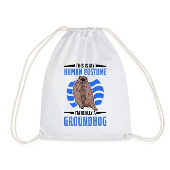 Groundhog Human Costume Murmeltier Marmot - Turnbeutel - Weiß - Vorne