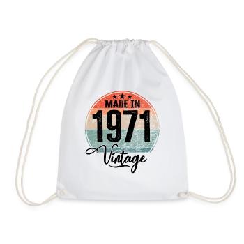Vintage Made in 1971 Year of birth 1971 Birthday - Drawstring Bag - white - Front