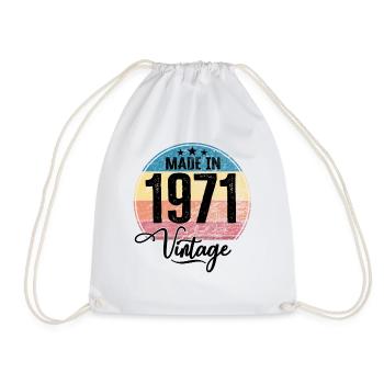 Vintage Made in 1971 Year of birth 1971 Birthday - Drawstring Bag - white - Front