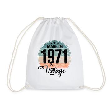 Vintage Made in 1971 Year of birth 1971 Birthday - Drawstring Bag - white - Front