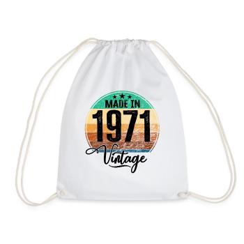 Vintage Made in 1971 Year of birth 1971 Birthday - Drawstring Bag - white - Front
