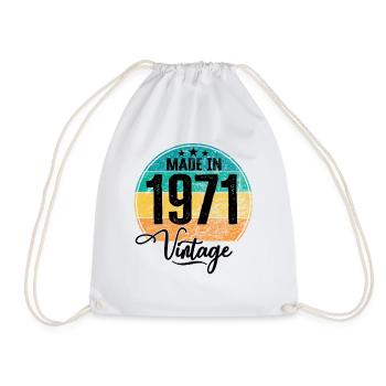 Vintage Made in 1971 Year of birth 1971 Birthday - Drawstring Bag - white - Front