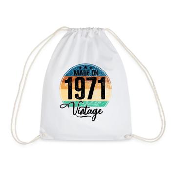 Vintage Made in 1971 Year of birth 1971 Birthday - Drawstring Bag - white - Front