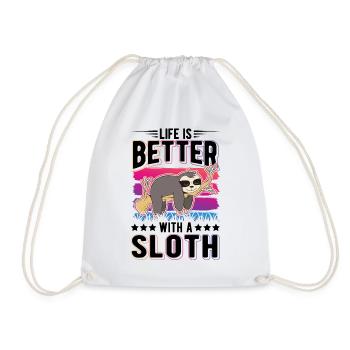 Life is better with a Sloth Faultier - Drawstring Bag - white - Front