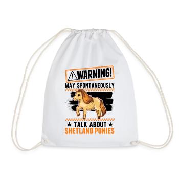Warning Shetland Pony Shetland Pony Shetty - Drawstring Bag - white - Front