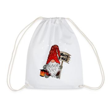 Weihnachts Zwerg Christmas Gnome - Turnbeutel - Weiß - Vorne
