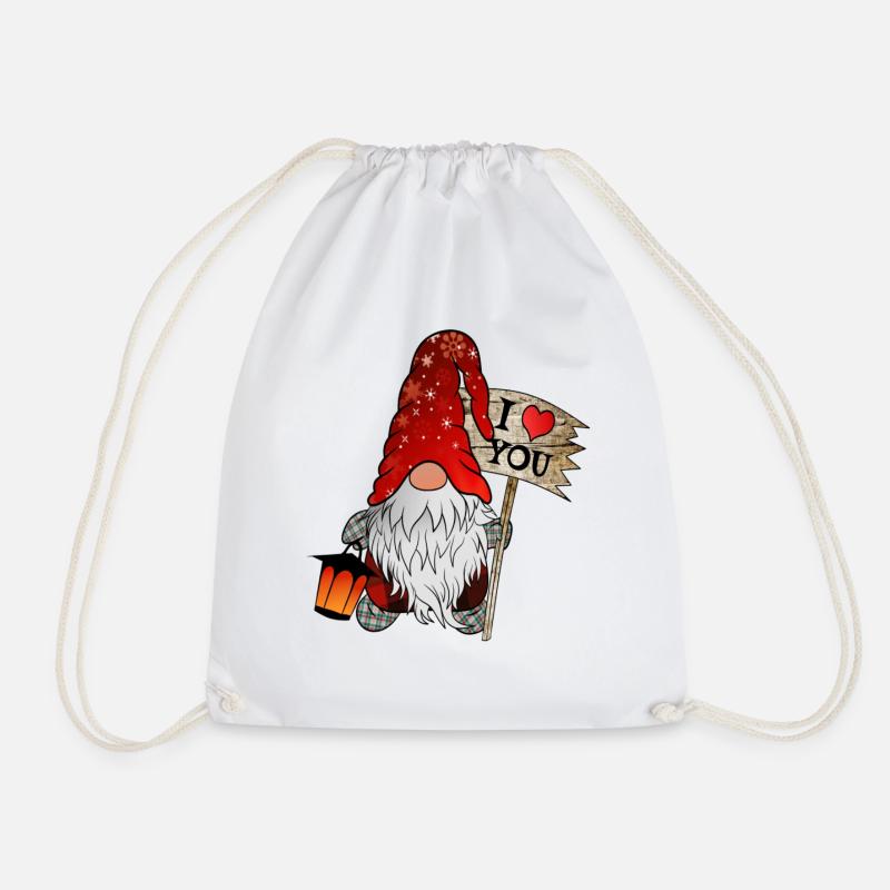 Gnom Weihnachts Wichtel mit ich liebe dich Schild - Turnbeutel - Weiß