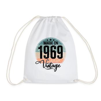 Vintage Made in 1969 Year of birth 1969 Birthday - Drawstring Bag - white - Front