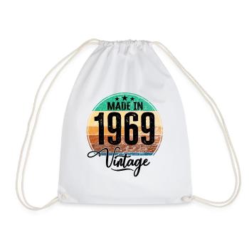 Vintage Made in 1969 Year of birth 1969 Birthday - Drawstring Bag - white - Front