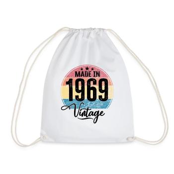 Vintage Made in 1969 Year of birth 1969 Birthday - Drawstring Bag - white - Front