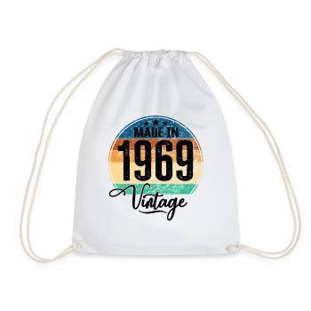 Vintage Made in 1969 Year of birth 1969 Birthday - Drawstring Bag - white - Front