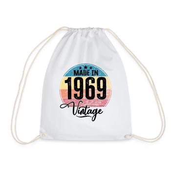 Vintage Made in 1969 Year of birth 1969 Birthday - Drawstring Bag - white - Front