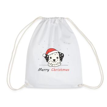 Dalmatian Christmas Snow Winter Animals Dogs - Drawstring Bag - white - Front