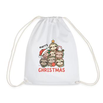 Paresseux arbre de Noël Joyeux Noël - Sac de sport léger - blanc - Devant