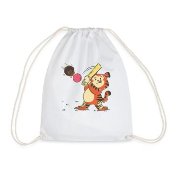 Cricketer with Kiwi bird cricket game - Drawstring Bag - white - Front