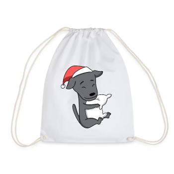 Italian wind chime dog Christmas sleeping - Drawstring Bag - white - Front