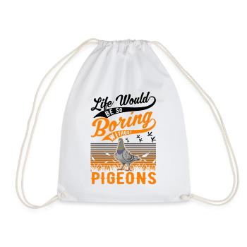 Pigeon Gift Pigeon Fancier City Pigeon Carrier Pigeon - Drawstring Bag - white - Front