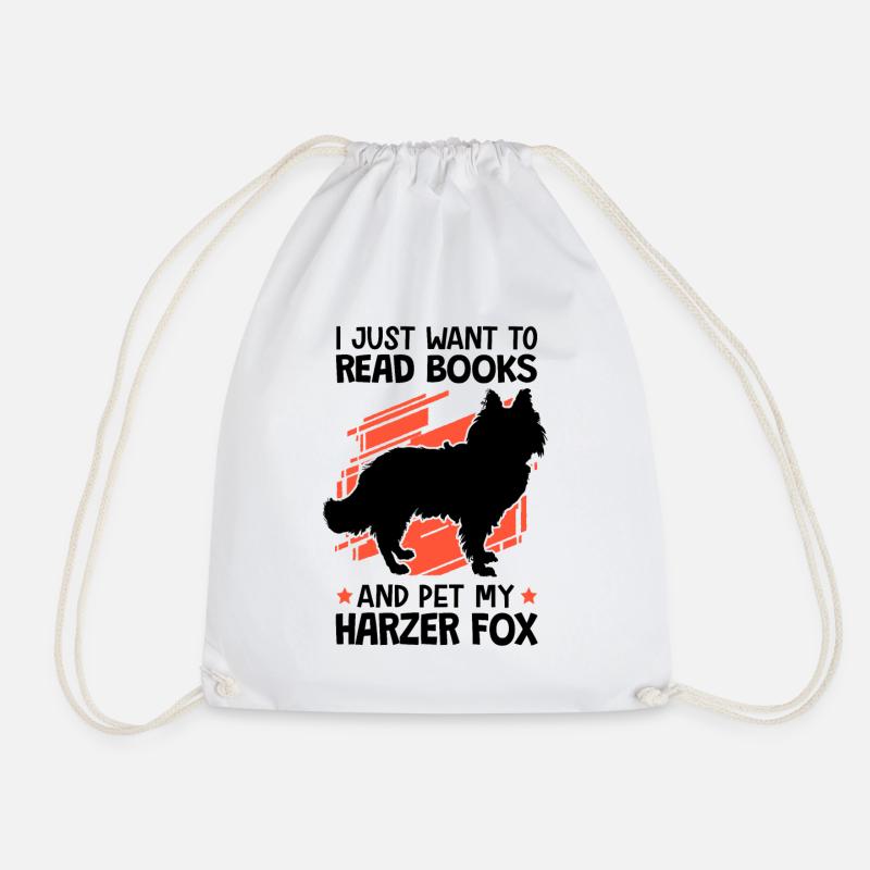 Read books and pet Harzer Fuchs Hütefuchs - Drawstring Bag - white