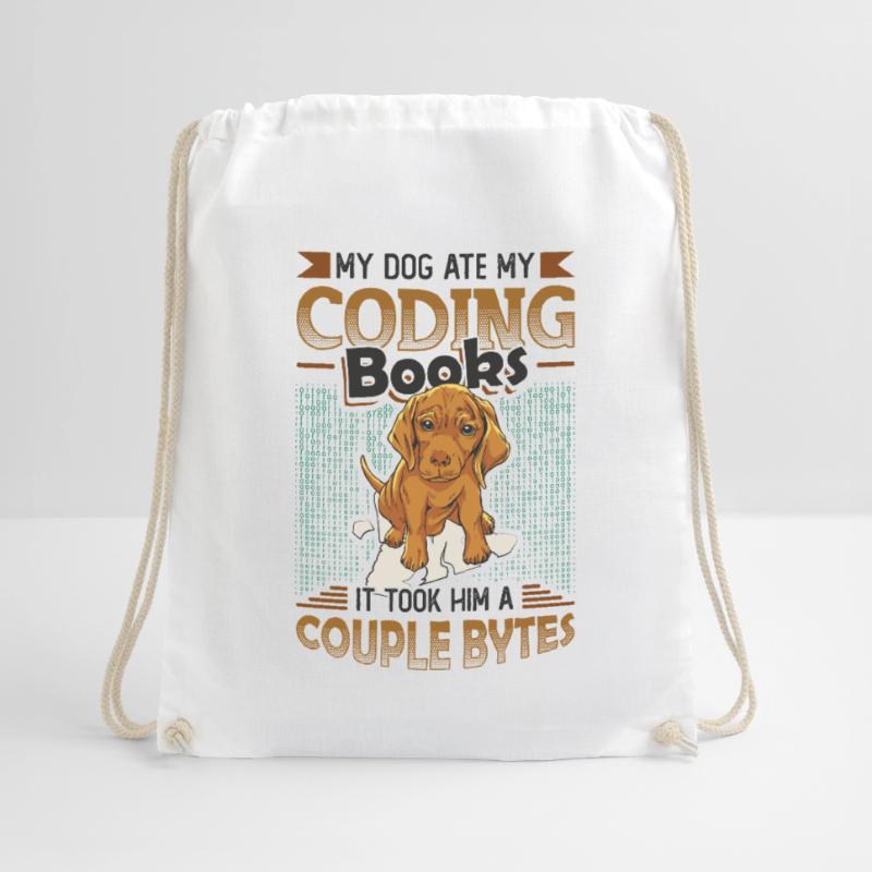 Dog Bytes Code Computer Joke Programming Drawstring Bag