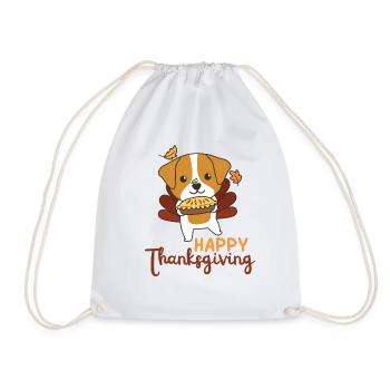 thanksgiving day outfits turkey jack Russell Pie - Drawstring Bag - white - Front