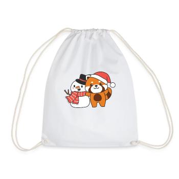 Panda roux avec bonhomme de neige en hiver pour Noël - Sac de sport léger - blanc - Devant