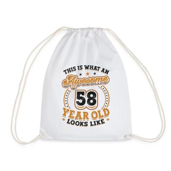 This is what a great 58-year-old looks like. - Drawstring Bag - white - Front