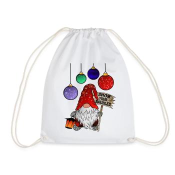 Gnome Christmas Dwarf Merry Christmas - Drawstring Bag - white - Front