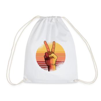 Peace Sign Vintage Peace Lover Positivity Retro - Drawstring Bag - white - Front