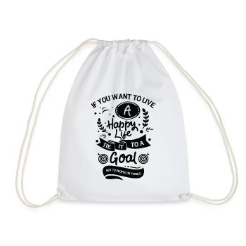 Goal Life Quotes Happy Positive Message - Drawstring Bag - white - Front