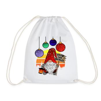 CHRISTMAS GNOMES SHOW YOUR BAUBLES - Drawstring Bag - white - Front