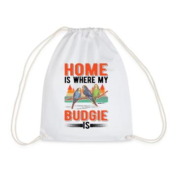 Home is where my budgerigar is - Drawstring Bag - white - Front
