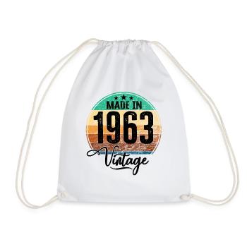 Vintage Made in 1963 Year of birth 1963 Birthday - Drawstring Bag - white - Front