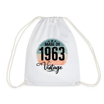 Vintage Made in 1963 Year of birth 1963 Birthday - Drawstring Bag - white - Front