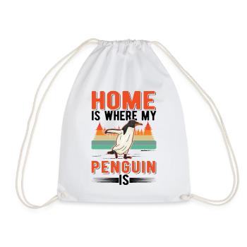 Home is where my penguin is - Drawstring Bag - white - Front