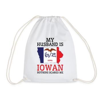 Nothing Scares Me Iowan Husband Iowa - Drawstring Bag - white - Front