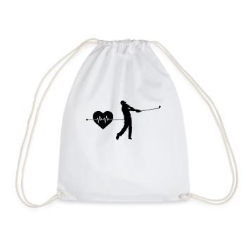 Golf heartbeat - Drawstring Bag - white - Front