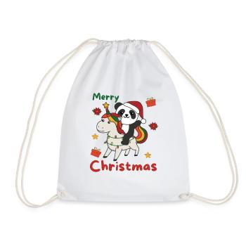 Weihnachts Einhorn Panda frohe Weihnachten Einhorn - Turnbeutel - Weiß - Vorne
