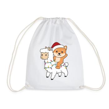 Shiba Inu Lama Weihnachten Schnee Winter Tiere - Turnbeutel - Weiß - Vorne