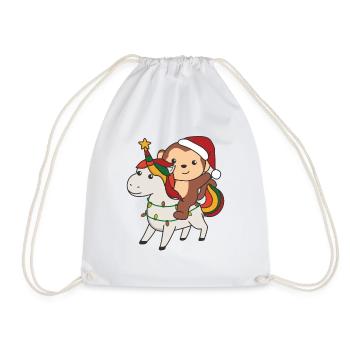 Licorne de Noël Singe Joyeux Noël Licorne - Sac de sport léger - blanc - Devant