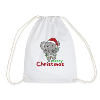 Éléphant Joyeux Noël Éléphants d’hiver - Sac de sport léger - blanc - Devant