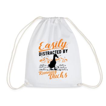 Easily distracted by Running Ducks Laufente - Drawstring Bag - white - Front