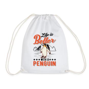 Das Leben ist besser mit einem Pinguin - Turnbeutel - Weiß - Vorne
