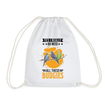 Budgerigar Gift Welli cockatiel - Drawstring Bag - white - Front