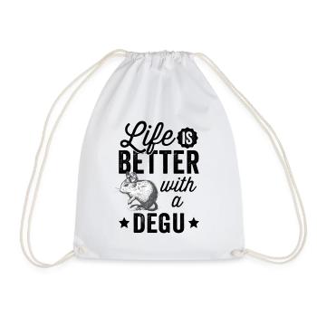 Everything is better with Degu Chilean rodent - Drawstring Bag - white - Front
