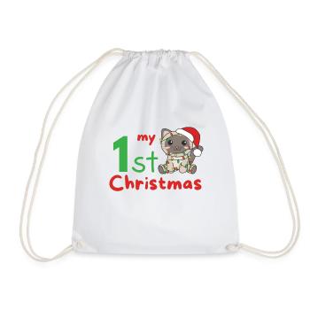 Chat de Noël Chats mon 1er Noël - Sac de sport léger - blanc - Devant