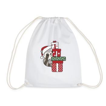 Raccoon Christmas Gift Winter Raccoons - Drawstring Bag - white - Front