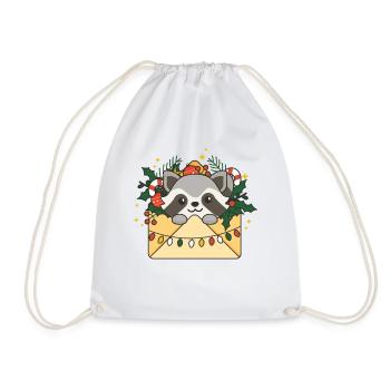 Waschbär Weihnachten Brief Winter Tiere Waschbären - Turnbeutel - Weiß - Vorne